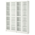 BILLY / OXBERG Bookcase, white, glass, 160x30x202 cm