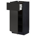 METOD / MAXIMERA Base cabinet with drawer/door, black/Nickebo matt anthracite, 40x37 cm