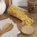 Glass Storage Jar, fluted, acacia lid