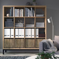 KALLAX Shelving unit with underframe, white stained oak effect/black, 147x164 cm