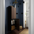 BESTÅ Wall cabinet with 2 doors, black-brown Björköviken/brown stained oak veneer, 60x22x128 cm