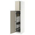 METOD High cabinet with cleaning interior, white/Havstorp beige, 40x60x200 cm