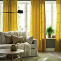 GINSTMOTT Curtains, 1 pair, yellow/with heading tape, 145x300 cm