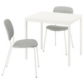 VIHALS / VIHALS Table and 2 chairs, white/white Tibbleby beige-grey, 84/120x74 cm