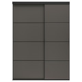 SKYTTA / MEHAMN Sliding door combination, black/double sided dark grey, 177x240 cm