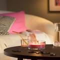 LOTSFÅGEL Scented candle in glass, 3 wicks, Watermelon bright pink, 25 hr