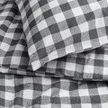 EKTANDVINGE Duvet cover and pillowcase, anthracite white/check, 150x200/50x60 cm