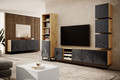 Wall-Mounted TV Cabinet with Shelves Asha 200 cm, artisan/rivier stone mat