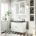 TÄNNFORSEN/VÄSTERSJÖN Wash-stnd w drawers/wash-basin/tap, white/black marble effect, 102x49x79 cm