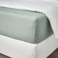 DVALA Fitted sheet, grey-green, 140x200 cm