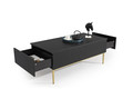 Coffee Table with 2 Drawers Nicole, matt black/gold legs