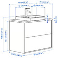 ÄNGSJÖN / BACKSJÖN Wash-stnd w drawers/wash-basin/tap, brown oak effect/black marble effect, 82x49x71 cm