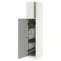 METOD High cabinet with cleaning interior, white/Ringhult light grey, 40x60x200 cm