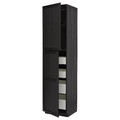 METOD / MAXIMERA Hi cab w 2 doors/4 drawers, black/Lerhyttan black stained, 60x60x240 cm