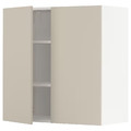 METOD Wall cabinet with shelves/2 doors, white/Havstorp beige, 80x80 cm