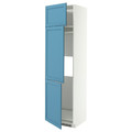 METOD High cab f fridge/freezer w 3 doors, white/Lerhyttan blue, 60x60x220 cm