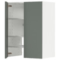 METOD Wall cb f extr hood w shlf/door, white/Bodarp grey-green, 60x80 cm