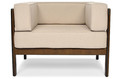 Garden Outdoor Armchair with Cushions, dark brown, beige