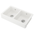 HAVSEN Sink bowl, 2 bowls w visible front, white, 82x48 cm