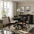 ROSENTORP / NÄSINGE Table and 4 chairs, black/Kilanda light beige dark brown stained, 110/155 cm