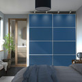 MEHAMN Pair of sliding doors, white/double sided blue, 200x236 cm