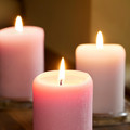 LOTSFÅGEL Scented pillar candle, Pink flowers pink, 30 hr, 3-pack