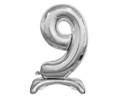 Foil Balloon Number 9 Standing, silver, 74cm