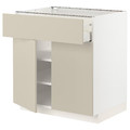 METOD / MAXIMERA Base cabinet with drawer/2 doors, white/Havstorp beige, 80x60 cm