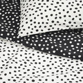BJÖRKGRÅMAL Duvet cover and 2 pillowcases, black white/dotted, 200x200/50x60 cm