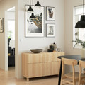 BESTÅ Storage combination w doors/drawers, white stained oak effect/Lappviken/Stubbarp white stained oak effect, 120x42x74 cm