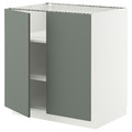 METOD Base cabinet with shelves/2 doors, white/Nickebo matt grey-green, 80x60 cm