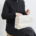 Cosmetic Bag, faux fur, cream