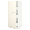 METOD / MAXIMERA High cabinet with drawers, white/Bodbyn off-white, 60x60x140 cm