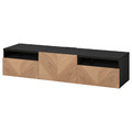 BESTÅ TV unit with drawers and door, black-brown, Hedeviken oak veneer, 180x42x39 cm
