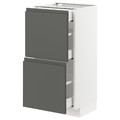 METOD / MAXIMERA Base cab with 2 fronts/3 drawers, white/Voxtorp dark grey, 40x37 cm