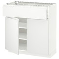 METOD / MAXIMERA Base cabinet with drawer/2 doors, white/Voxtorp matt white, 80x37 cm