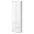 ÄNGSJÖN High cabinet with doors/drawers, high-gloss white, 60x35x195 cm