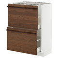 METOD / MAXIMERA Base cabinet with 2 drawers, white/Stensta dark brown ash veneer, 60x37 cm