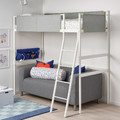 VITVAL Loft bed frame, white, light grey, 90x200 cm
