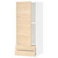 METOD / MAXIMERA Wall cabinet with door/2 drawers, white/Askersund light ash effect, 40x100 cm