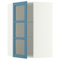 METOD Corner wall cab w shelves/glass dr, white/Lerhyttan blue, 68x100 cm