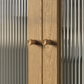 PAX / TONSTAD Wardrobe combination, grey-beige/oak veneer glass, 250x60x236 cm