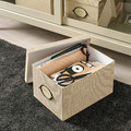 KVARNVIK Storage box with lid, beige, 25x35x20 cm