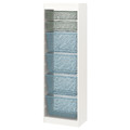 TROFAST Storage combination with boxes, white light green-grey/grey-blue, 46x30x145 cm