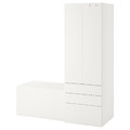 SMÅSTAD / PLATSA Storage combination, white white/with bench, 150x57x181 cm