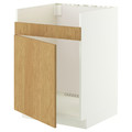 METOD Base cab f HAVSEN single bowl sink, white/Sinarp oak veneer, 60x60 cm