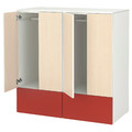 SMÅSTAD / PLATSA Storage combination, white red/birch with 2 drawers, 120x57x123 cm