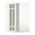 METOD Corner wall cab w shelves/glass dr, white/Stensund white, 68x100 cm