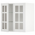 METOD Wall cabinet w shelves/2 glass drs, white/Stensund white, 60x60 cm
