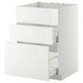 METOD/MAXIMERA Base cab f sink+3 fronts/2 drawers, white-white, 60x60 cm